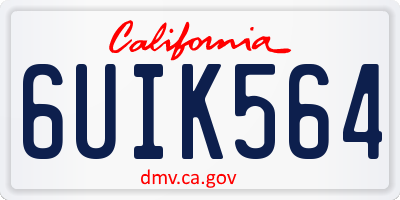 CA license plate 6UIK564