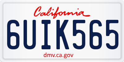 CA license plate 6UIK565