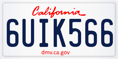 CA license plate 6UIK566