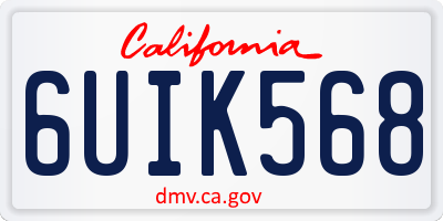 CA license plate 6UIK568