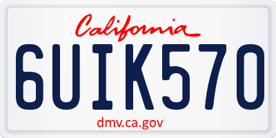 CA license plate 6UIK570