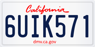 CA license plate 6UIK571