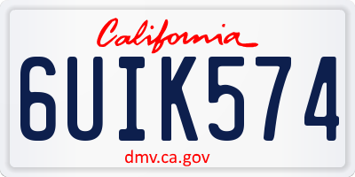 CA license plate 6UIK574