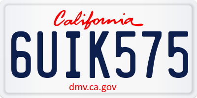 CA license plate 6UIK575