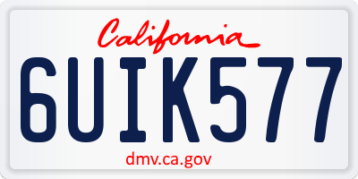 CA license plate 6UIK577