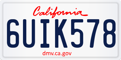 CA license plate 6UIK578