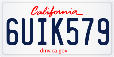 CA license plate 6UIK579