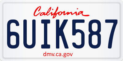 CA license plate 6UIK587