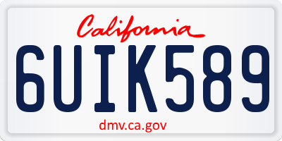 CA license plate 6UIK589