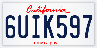 CA license plate 6UIK597