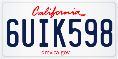 CA license plate 6UIK598