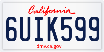 CA license plate 6UIK599