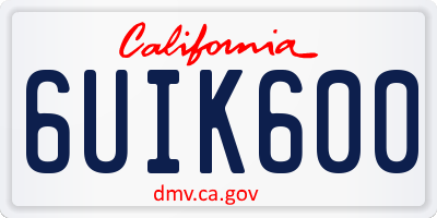 CA license plate 6UIK600