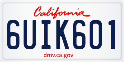 CA license plate 6UIK601