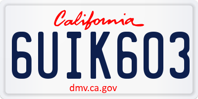 CA license plate 6UIK603