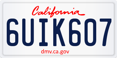 CA license plate 6UIK607