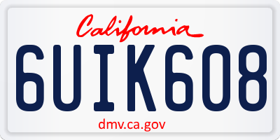 CA license plate 6UIK608