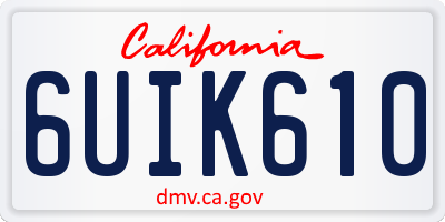 CA license plate 6UIK610