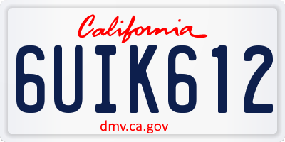 CA license plate 6UIK612
