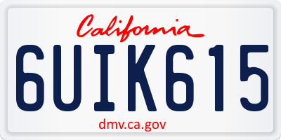 CA license plate 6UIK615