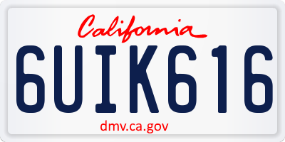 CA license plate 6UIK616