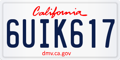 CA license plate 6UIK617