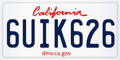 CA license plate 6UIK626
