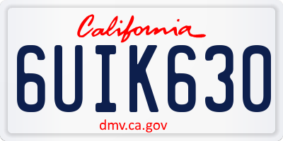 CA license plate 6UIK630