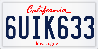 CA license plate 6UIK633