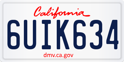 CA license plate 6UIK634