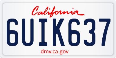 CA license plate 6UIK637