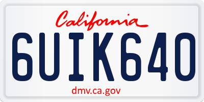 CA license plate 6UIK640
