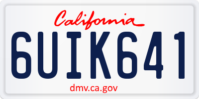 CA license plate 6UIK641