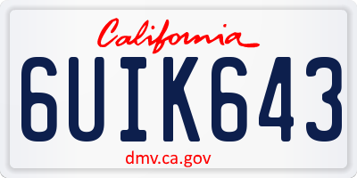 CA license plate 6UIK643