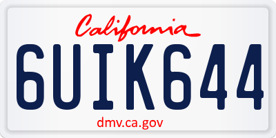 CA license plate 6UIK644