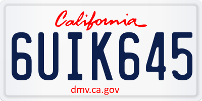 CA license plate 6UIK645