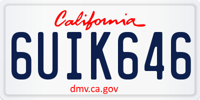 CA license plate 6UIK646