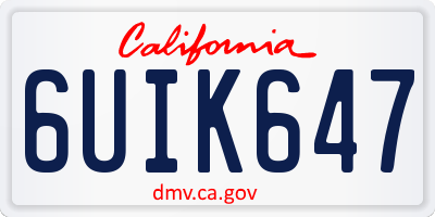 CA license plate 6UIK647