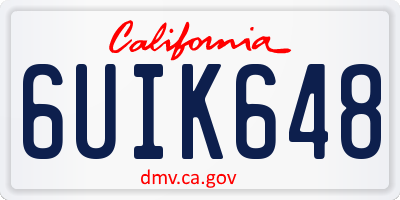 CA license plate 6UIK648