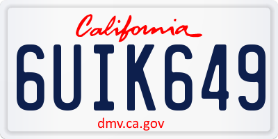 CA license plate 6UIK649
