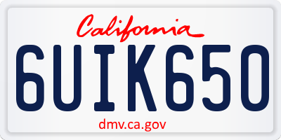 CA license plate 6UIK650