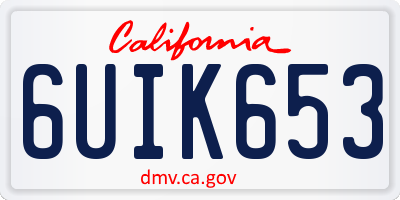 CA license plate 6UIK653