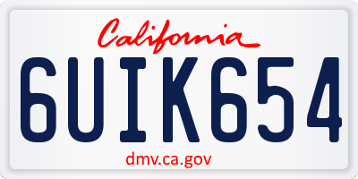 CA license plate 6UIK654