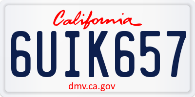 CA license plate 6UIK657