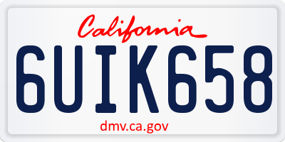 CA license plate 6UIK658