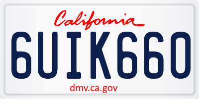CA license plate 6UIK660