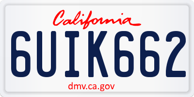 CA license plate 6UIK662