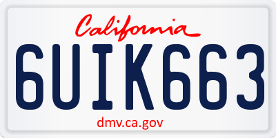 CA license plate 6UIK663