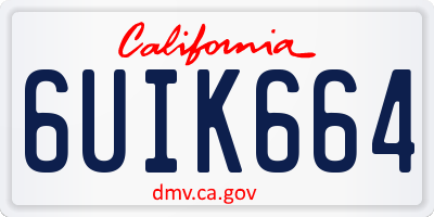 CA license plate 6UIK664
