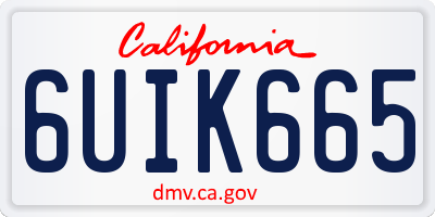 CA license plate 6UIK665